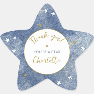 Adesito Estrela Celestial Star Watercolor Personalizado Obrigado