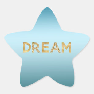 Adesito Estrela Céu Azul Aqua Ombre Dourado Brilho Sonho