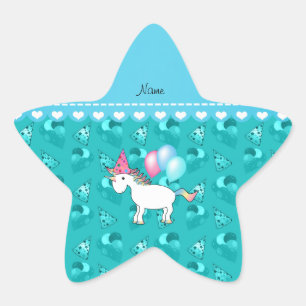 Adesito Estrela Chapéus de festas de unicórnio turquoise de aniver