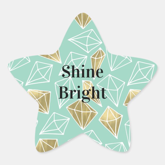 Adesito Estrela Chic Mint Diamantes Dourados (Frente)