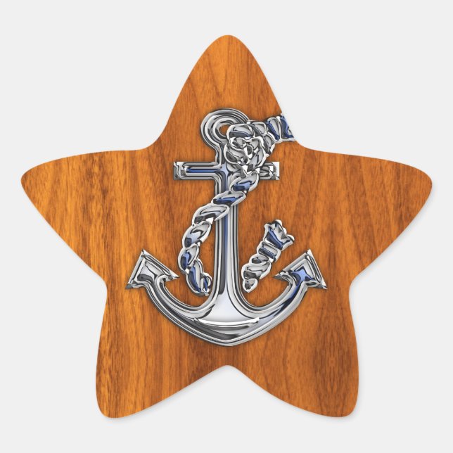 Adesito Estrela Chrome Rope Anchor em Teak Veneer (Frente)