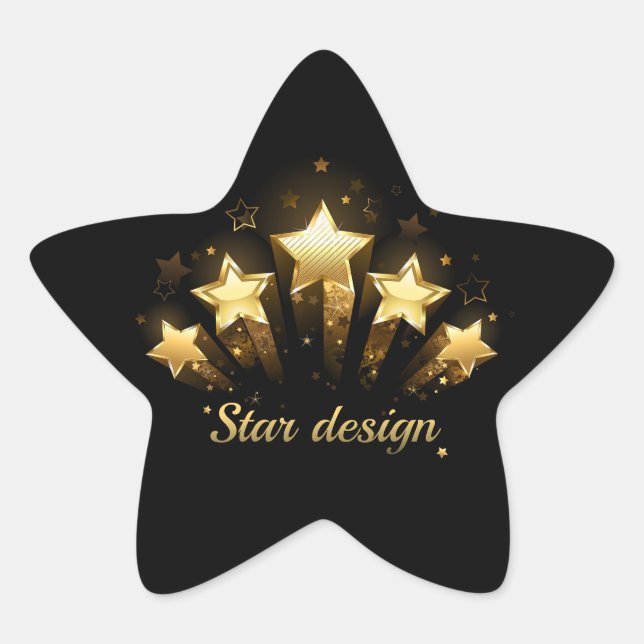 Adesito Estrela Cinco estrelas douradas a preto (Frente)
