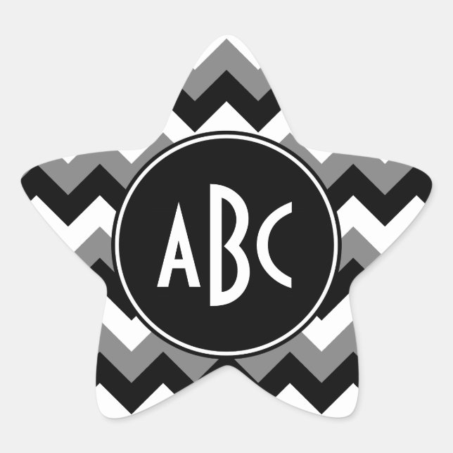 Adesito Estrela Cinza monograma, preto e branco (Frente)