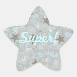 Adesito Estrela Cinza Stars Blue Silver Bubbles Super Stickers