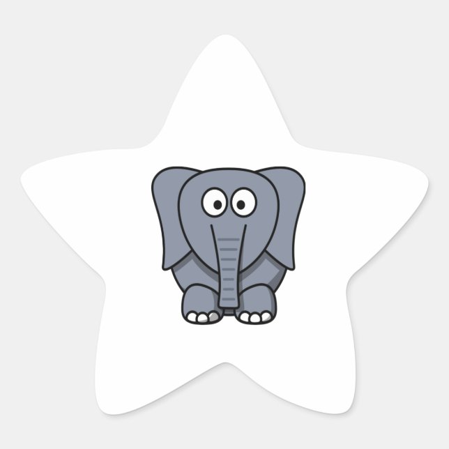 Adesito Estrela Clipart de Elefante de Cartoon Bonito (Frente)