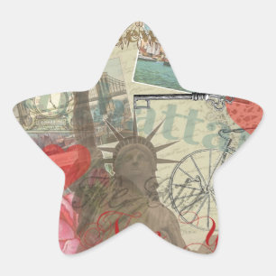 Adesito Estrela Colagem de Nova Iorque de Vintage