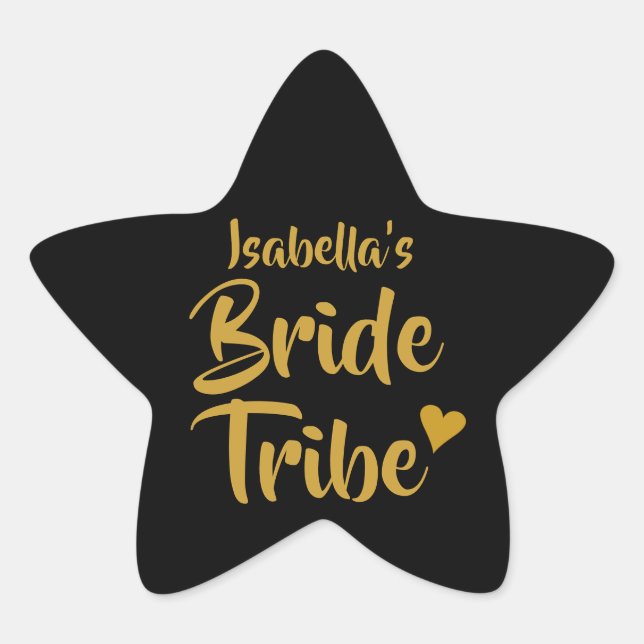 Adesito Estrela Coração Dourada de Tribo de Noiva Personalizada (Frente)