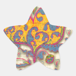 Adesito Estrela Coração Folk Art com folhas e flores