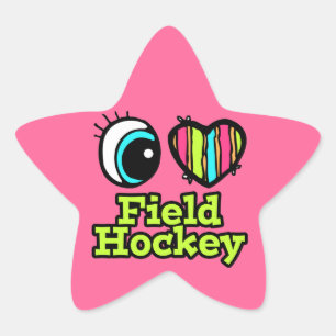 Adesito Estrela Coração Ocular Brilhante Eu Adoro Hockey