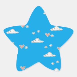 Adesito Estrela Corações e nuvens em azul