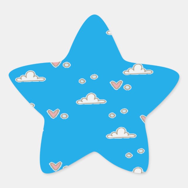 Adesito Estrela Corações e nuvens em azul (Frente)
