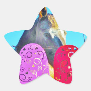 Adesito Estrela Corações Namorados de cavalo branco e castanho