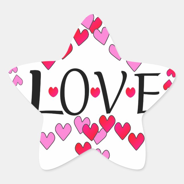 Adesito Estrela Corações Pequenos, Vermelho Rosa, AMOR (Frente)