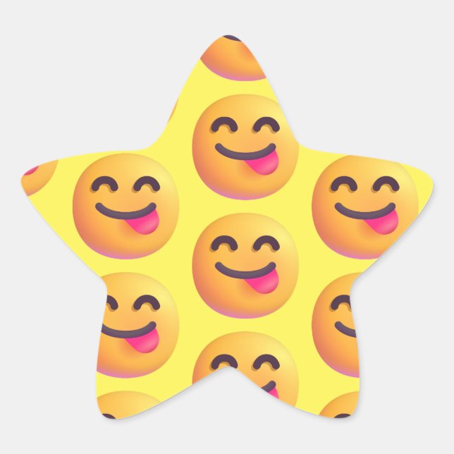 Adesito Estrela Cores Personalizadas Emoji de Rosto Saboreando Com (Frente)
