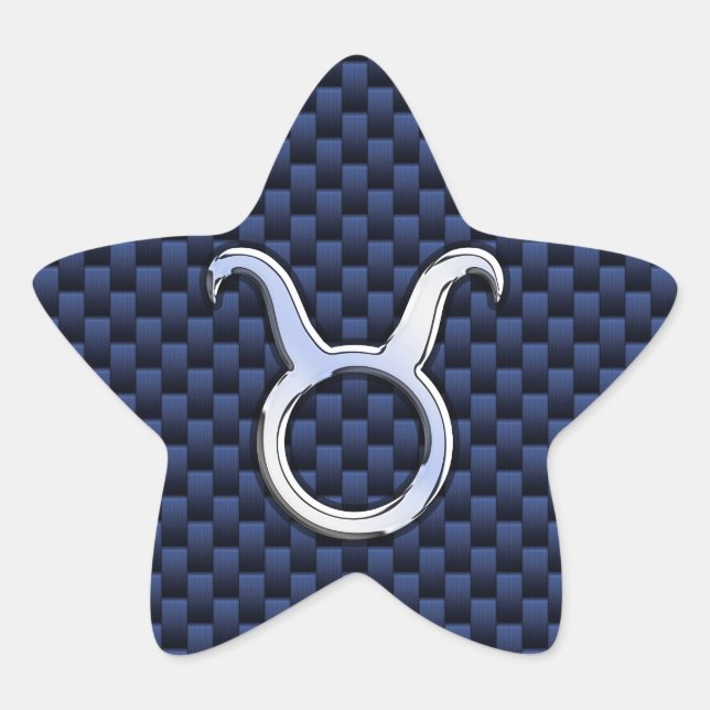 Adesito Estrela Cromo Como Taurus Zodíaco Sinal Azul Impressão de  (Frente)