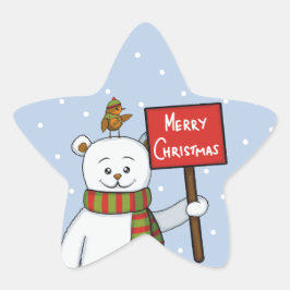 Adesito Estrela Cumprimento de Natal do Urso Polar e do Robin