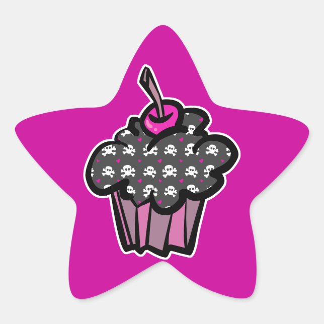 Adesito Estrela cupcake de caveira gótica ossos cruzados (Frente)