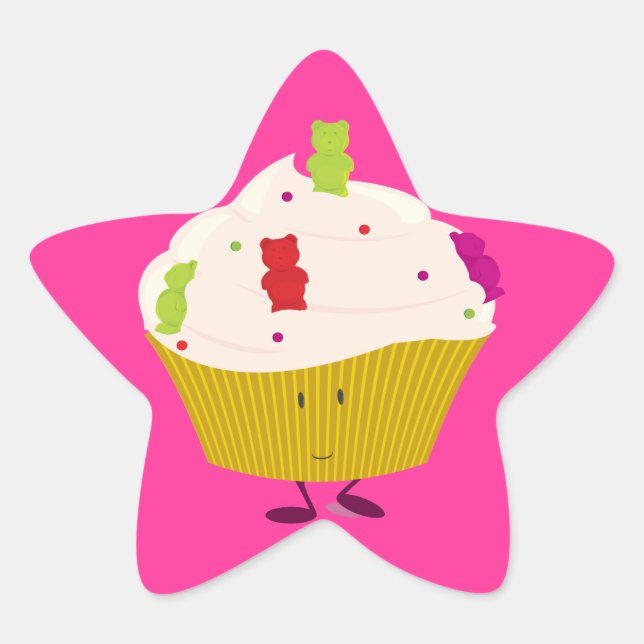 Adesito Estrela Cupcake de urso-múmia sorridente (Frente)