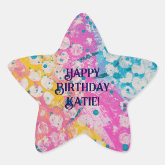 Adesito Estrela Design abstrato cor-de-rosa, azul e amarelo