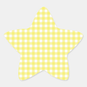 Adesito Estrela Design de Gingham Amarelo e Branco