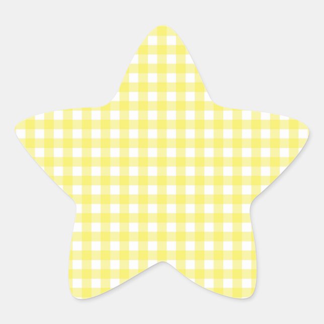 Adesito Estrela Design de Gingham Amarelo e Branco (Frente)