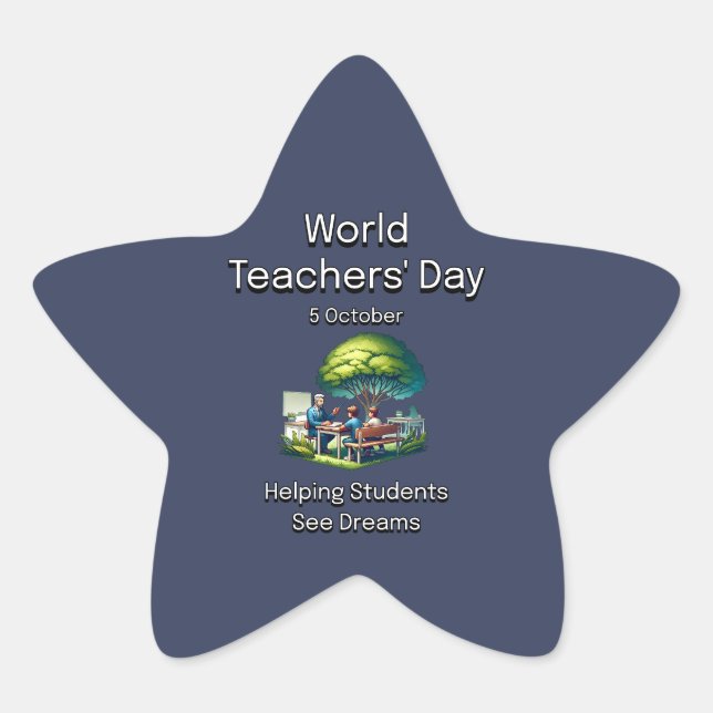 Adesito Estrela Dia Mundial dos Professores. Ajudar Os Estudantes  (Frente)
