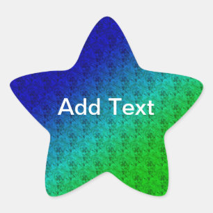 Adesito Estrela Diag Gradient Floral Padrão Azul Verde
