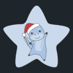 Adesito Estrela Dino Christmas Dinos Winter Animal Star Sticker<br><div class="desc">O cachorro de dinossauro para o Natal com luzes de fadas. Animais engraçados com presentes e neve nas férias. Também é engraçado para o Natal em julho. Dinos são animais bonitos e perfeitos para o Natal.</div>