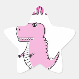 Adesito Estrela Dinossauro T-Rex, Cartoon Rosa, Bonito E Irritado