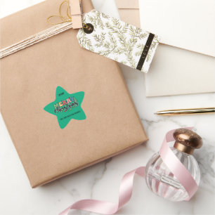 Adesito Estrela Divertido, colorido Feliz Natal Família Personaliz