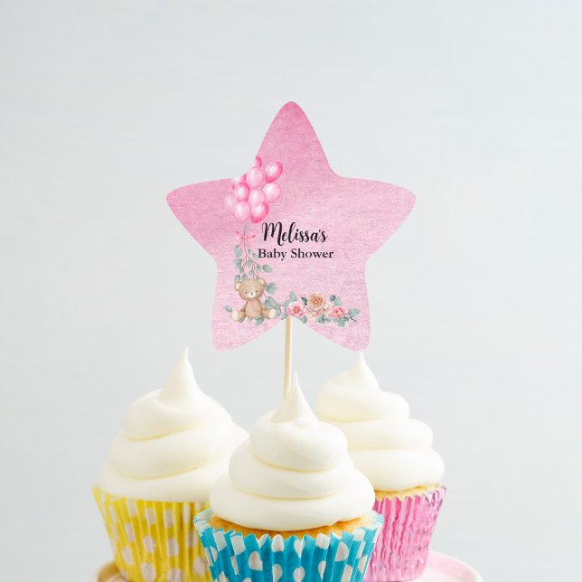 Adesito Estrela Doce Menina Balão Eucalyptus Cupcake Topper (Criador carregado)