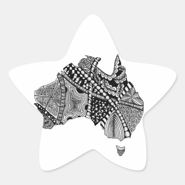 Adesito Estrela Doodle da arte do mapa de Austrália (Frente)