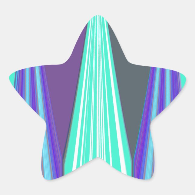 Adesito Estrela Edgy Blue Purple Cyan Chevron Art Impressão (Frente)