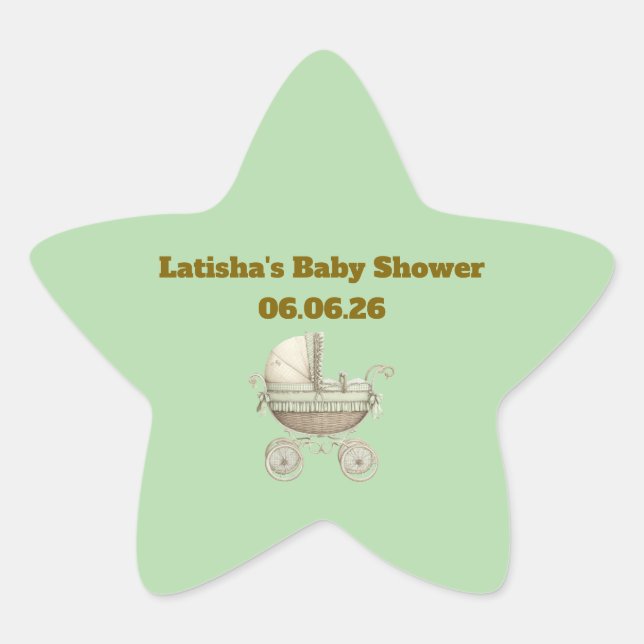 Adesito Estrela Editable Neutral Baby Shower Star Stickers (Frente)