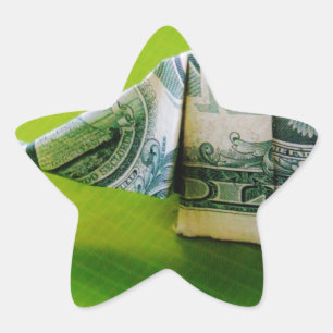 Adesito Estrela Elefante do origami da nota de dólar no fundo