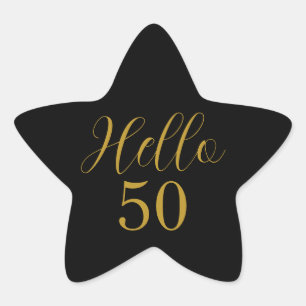 Adesito Estrela Elegante 50º Aniversário Preto Dourado