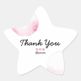 Adesito Estrela Elegante Aquarela Mínima Pastel Rosa Obrigado