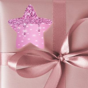 Adesito Estrela Elegante Brilho Rosa Quente Gotejante