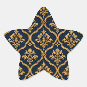Adesito Estrela Elegante Design de Motivo Vintage em Damasco Doura