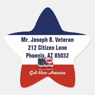 Adesito Estrela Endereço de Devolução de Bandeira Americana Patrió