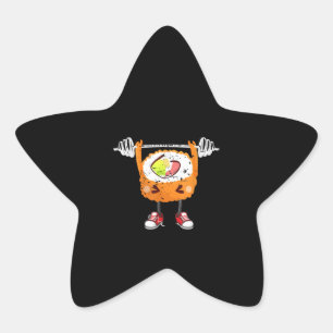 Adesito Estrela Engraçado Comida Japonesa Gym Levantando Peso Pre