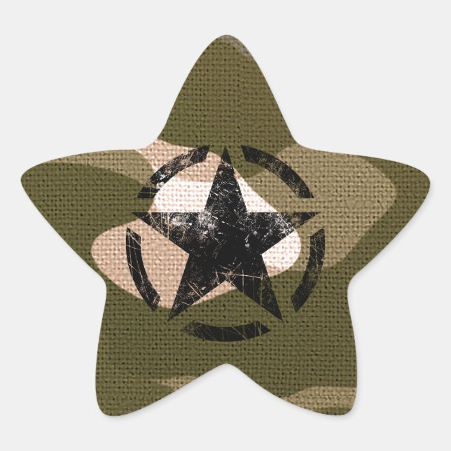 Adesito Estrela Estêncil Estrelado Vintage na Camouflage (Frente)