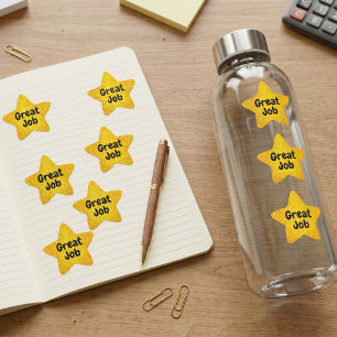 Adesito Estrela Estrela Dourada Brilhante Com Textura de Mensagem