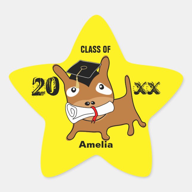 Adesito Estrela Estrelas de Graduação Puppy Sticker Amarelo (Frente)