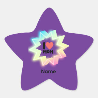 Adesito Estrela Eu Amo Mamãe Estrela Neon Colorida