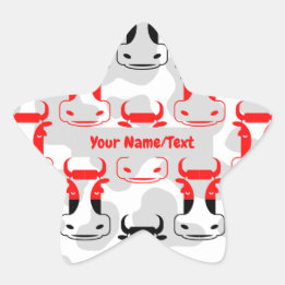 Adesito Estrela Ex libris personalizado Padrão de vacas engraçadas