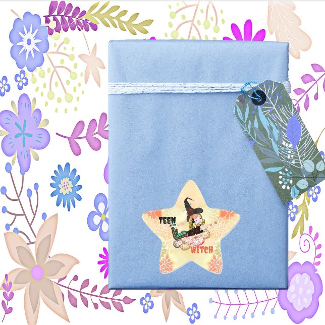 Adesito Estrela Feiticeira Adolescente Moderna Cai Pumpkins Hallow (Modern Teen Witch Fall Pumpkins Halloween Spooky Star Sticker)