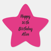 Feliz 16.º aniversário, Pink Black Name Girly