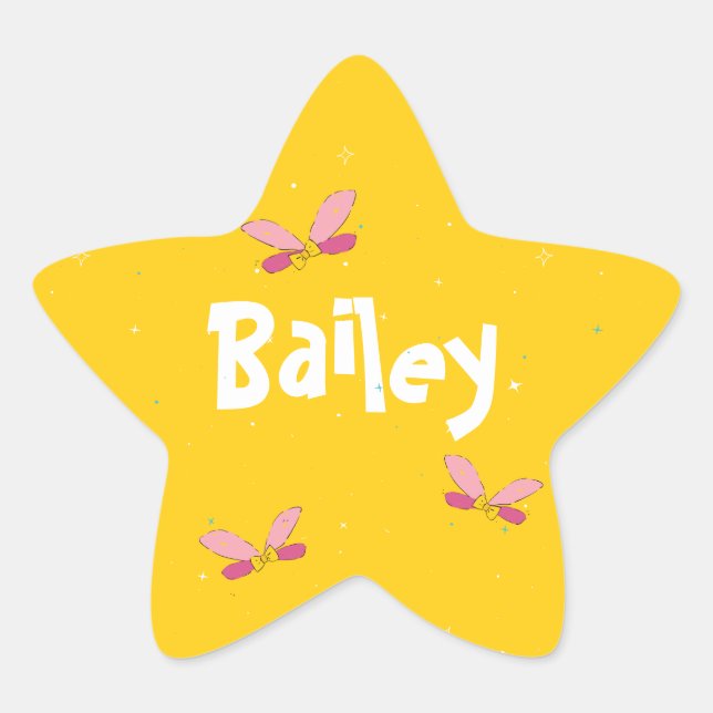 Adesito Estrela Feliz Amarelo de Fadas Mágicas e Farelos (Frente)