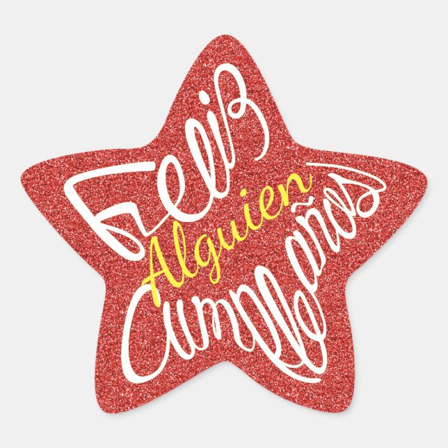 Adesito Estrela Feliz aniversário  com estrelas (Frente)